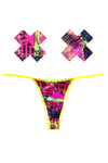 California Love Yellow Neon AF Naughty Knix Pasties & Panties Set