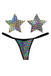 Mirrored Mayhem Holographic G-String Knix Pasties & Panties Set