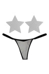 Reflective White Grey G-String Naughty Knix Pasties & Panties Set