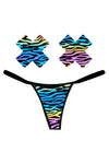 Zombie Zebra Reflective G-String Naughty Knix Pasties & Panties Set