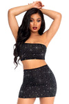 Rhinestone Bandeau and Mini Skirt