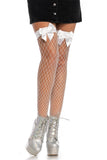 Fence Net Thigh Highs with Bows