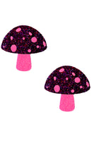 Alice Down The Rabbit Hole Pink Glitter UV Shroom Nipztix Pasties