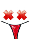 Vixen Red Wet Vinyl Lingerie Set