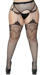 Plus Garter Belt Fishnet Stockings