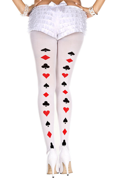 Poker cards backseam pattern pantyhose