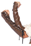 Faux Leather Lace Up Arm Warmers
