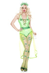 Four Pieces Green Leaf Queen Costume Set