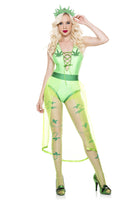 Four Pieces Green Leaf Queen Costume Set