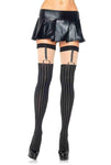 Pinstriped Suspender Thigh High Stockings