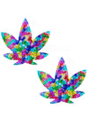 UniPoo Sequin MultiColor Dope AF Weed Leaf Pasties