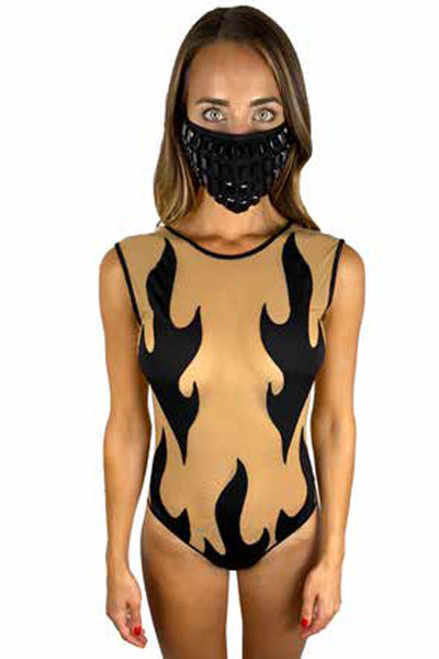 Inferni Black Flame Mesh Bodysuits
