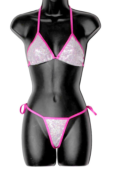Two Piece Pink Sequin Bikini set