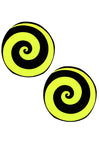 Neon Yellow Starburst Blacklight Black Glitter Spiral Nipztix Pasties