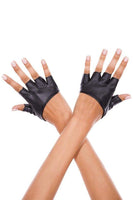 Short Faux Leather Fingerless Gloves