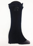 Ribbed Leg Warmers with Lace Tops & Side Buttons