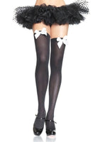 Nylon Thigh Highs with Bow Accent