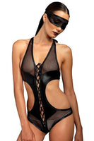 Lace Up Fishnet Crotchless Teddy