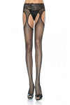 Sheer Suspender Hose with Lace Waist