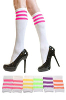 Knee High Socks with Neon Stripes
