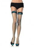 Diamond Net Thigh Highs with Satin Bow Detail