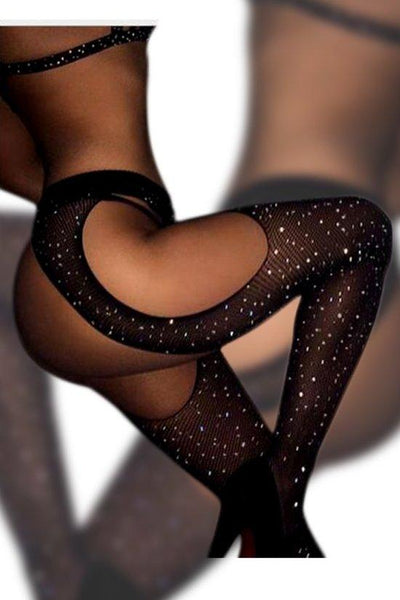 Glitter Pantyhose with Thigh Cutouts