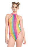 Rainbow Striped Halter Bodysuit