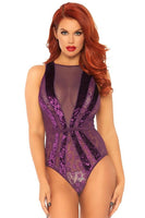 Velvet Lace Teddy w Deep V Bodice