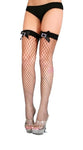 Net Thigh Highs with Satin Bow & Rhinestone Buckle