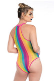 Rainbow Striped Halter Bodysuit