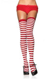 Nylon Thigh Highs with Stripes