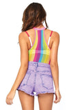 Rainbow Striped Halter Bodysuit