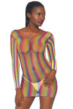 Rainbow Fishnet Mini Dress