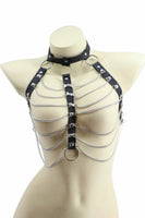 Leatherette Bra Top With Chain