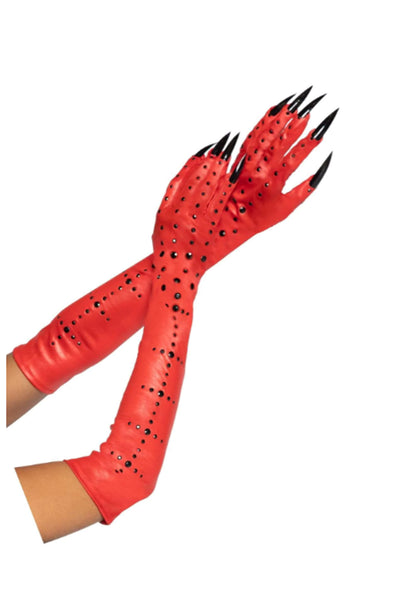 Rhinestone Devil Claw Gloves