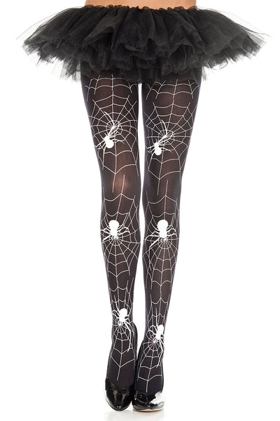 Spider and web print pantyhose