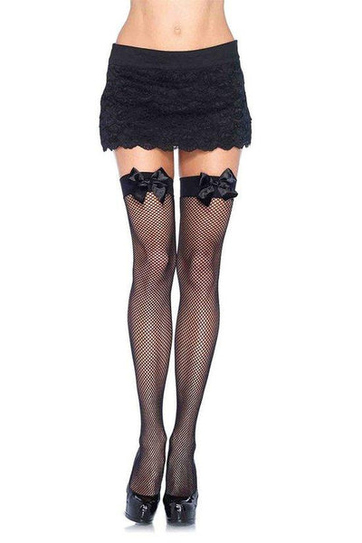 Floral Lace Thigh High Stockings With Satin Bow Top – Donna Di Capri