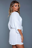 One-piece Drape Sleeves Beach Cover Up Swimsuit