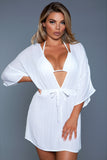 One-piece Drape Sleeves Beach Cover Up Swimsuit
