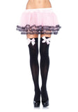 Nylon Thigh Highs with Bow Accent