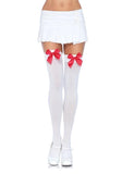 Nylon Thigh Highs with Bow Accent