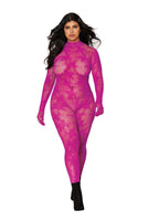 Floral knitted fishnet bodystocking