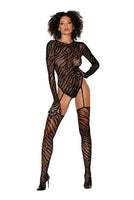 Zebra fishnet teddy bodystocking