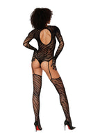 Zebra fishnet teddy bodystocking