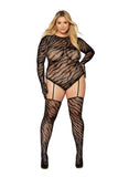 Zebra fishnet teddy bodystocking