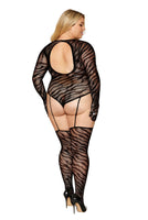 Zebra fishnet teddy bodystocking