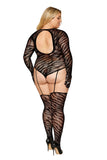 Zebra fishnet teddy bodystocking