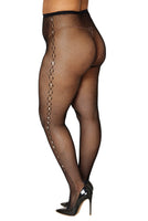 Fishnet pantyhose with jacquard side detail