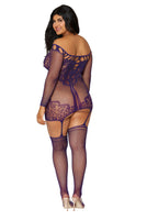 Fishnet and lace garter dress