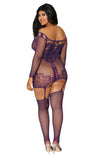 Fishnet and lace garter dress
